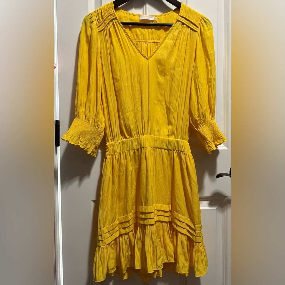 RAMY BROOK Barnus V Neck Mini Dress in Sun-kissed Yellow
